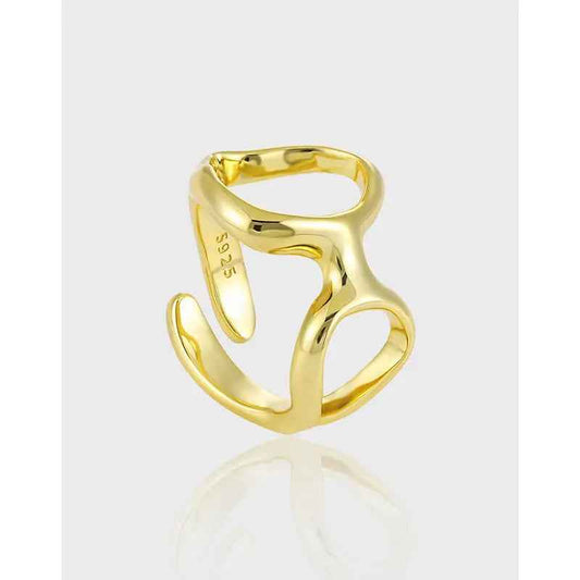 Athena's Geometric Hollow Silver Statement Ring