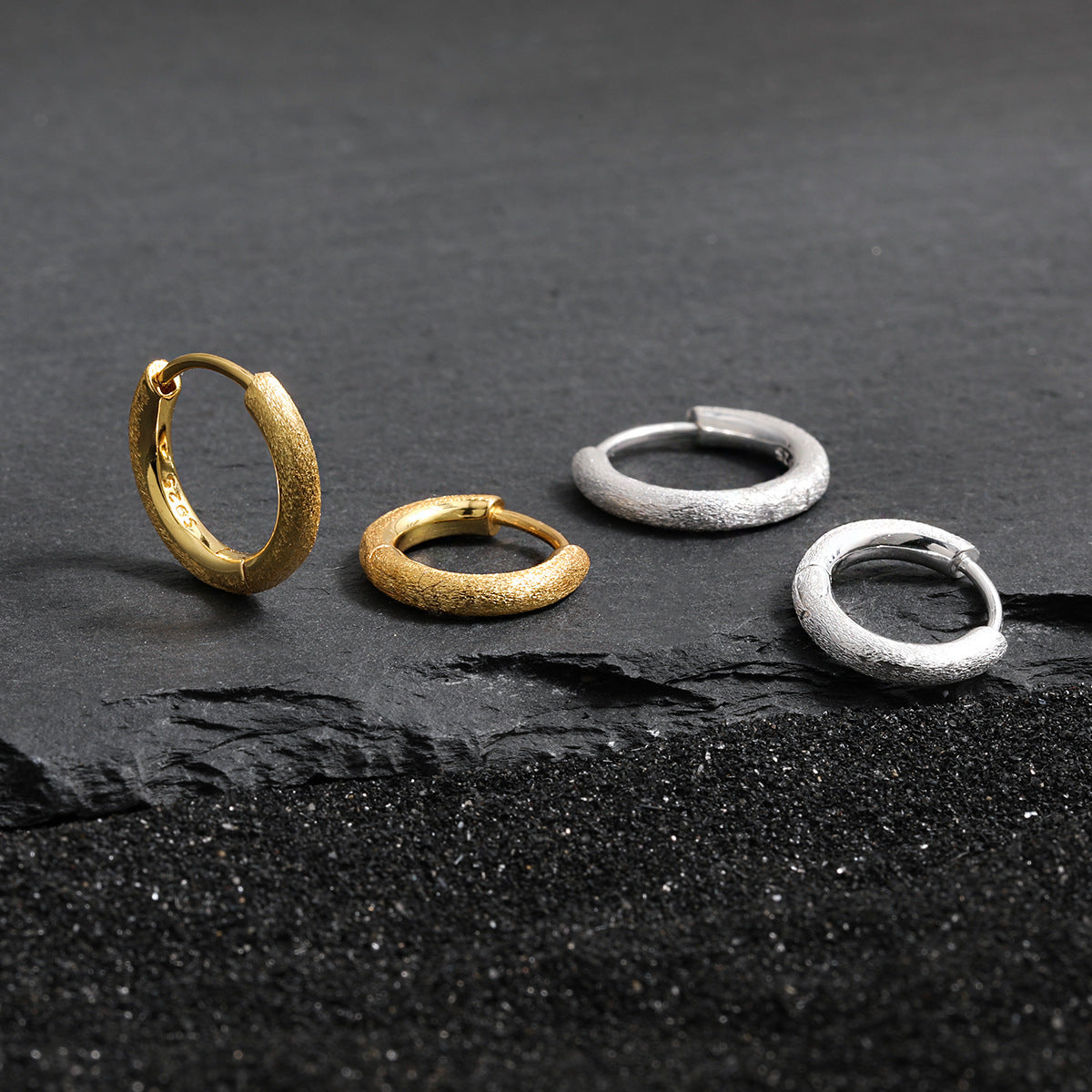 Minimalist Matte Sterling Silver Huggie Earring OPHRASTUDIO