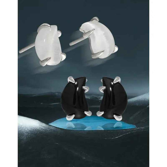 Midnight Drop Silver Stud Earrings