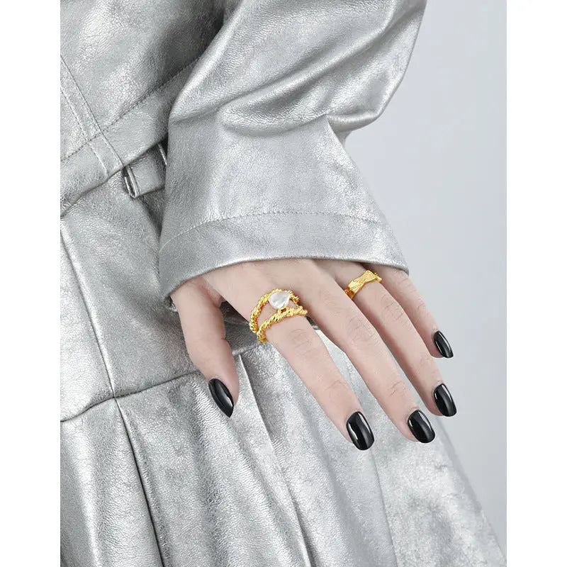 TWISTED ROPE BAROQUE PEAR RING - OPHRASTUDIO