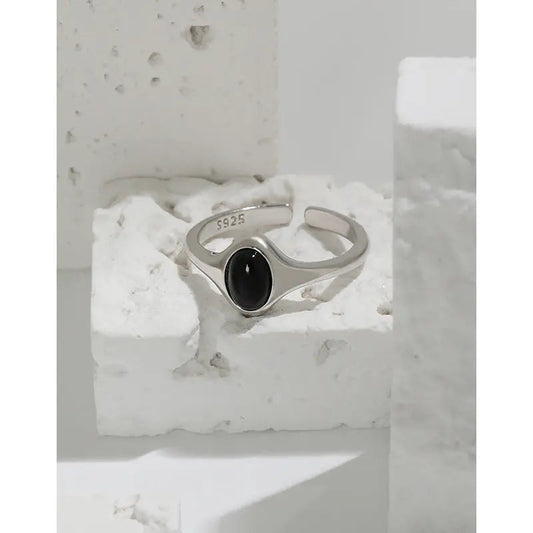 Midnight Luster Silver Statement Ring