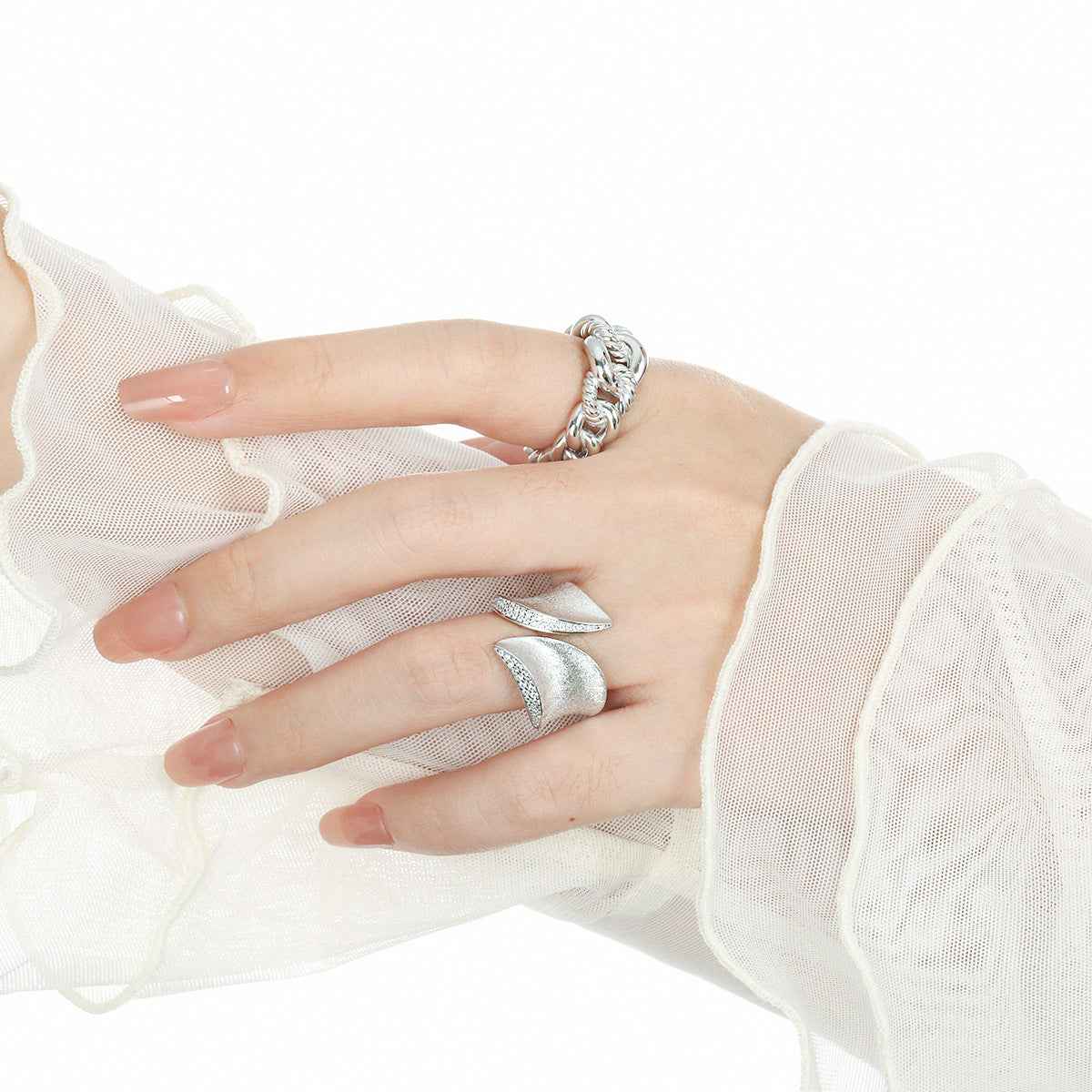 Knotted Elegance Silver Statement Ring
