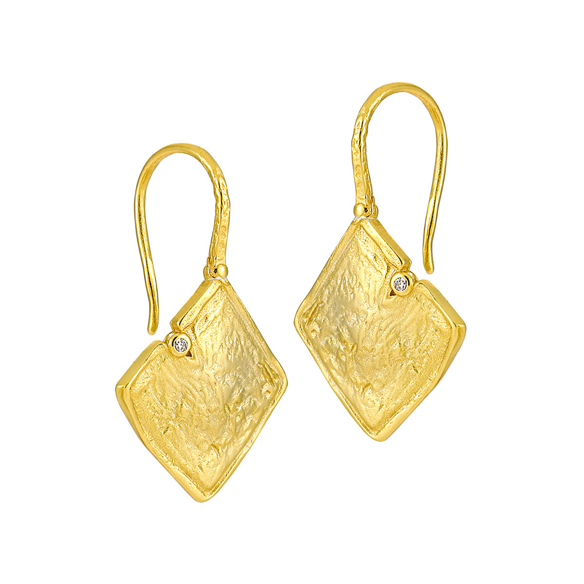 LAVA TEXTURE GEOMETRIC SQUARE ZIRCON EARRINGS OPHRASTUDIO
