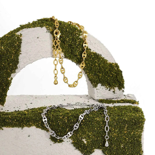 Coffee Beans Design Silver Chain Bracelet