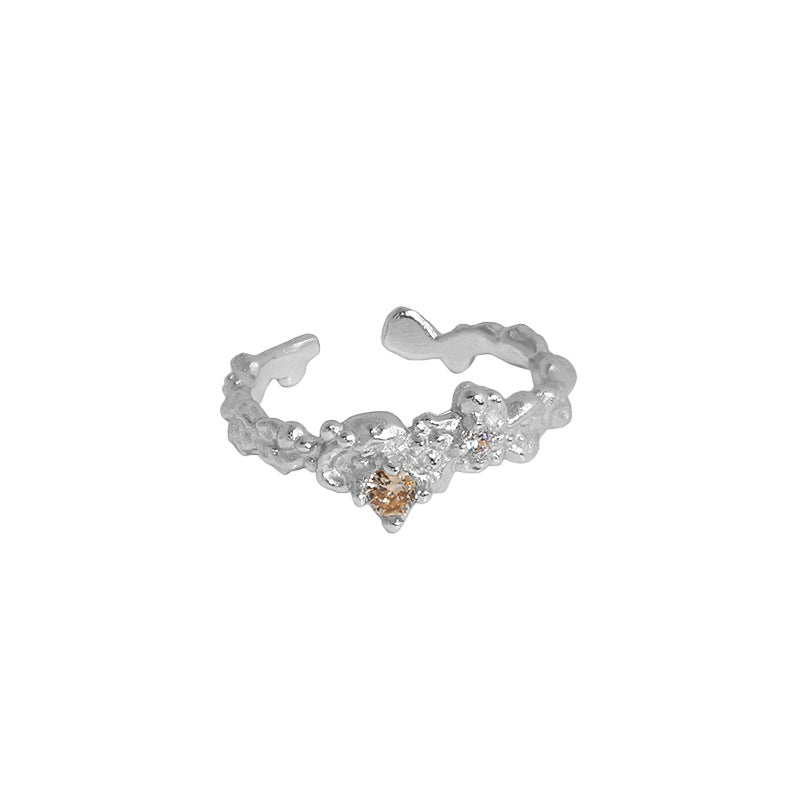 EVELYN'S MICRO-INLAID ZIRCON SILVER RING - OPHRASTUDIO
