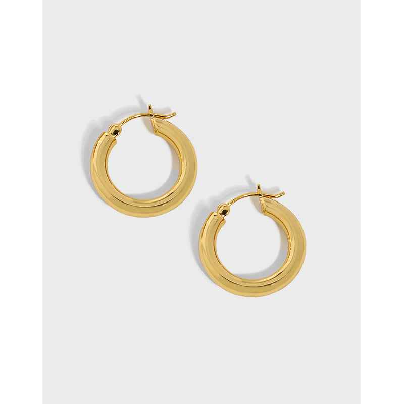 Echo's Geometric Circle Silver Hoop Earrings