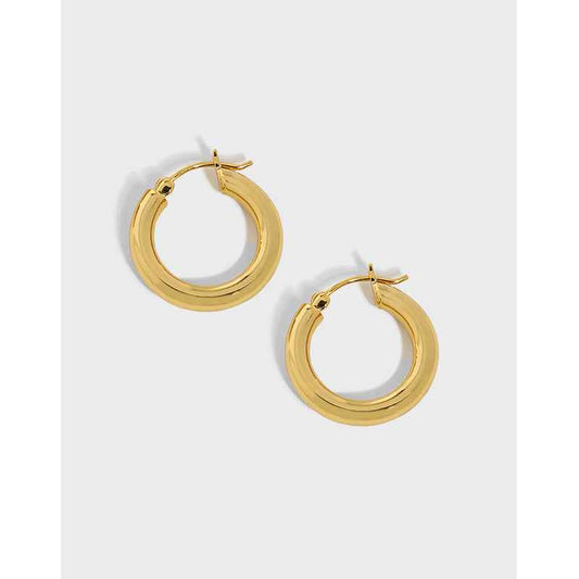 Echo's Geometric Circle Silver Hoop Earrings