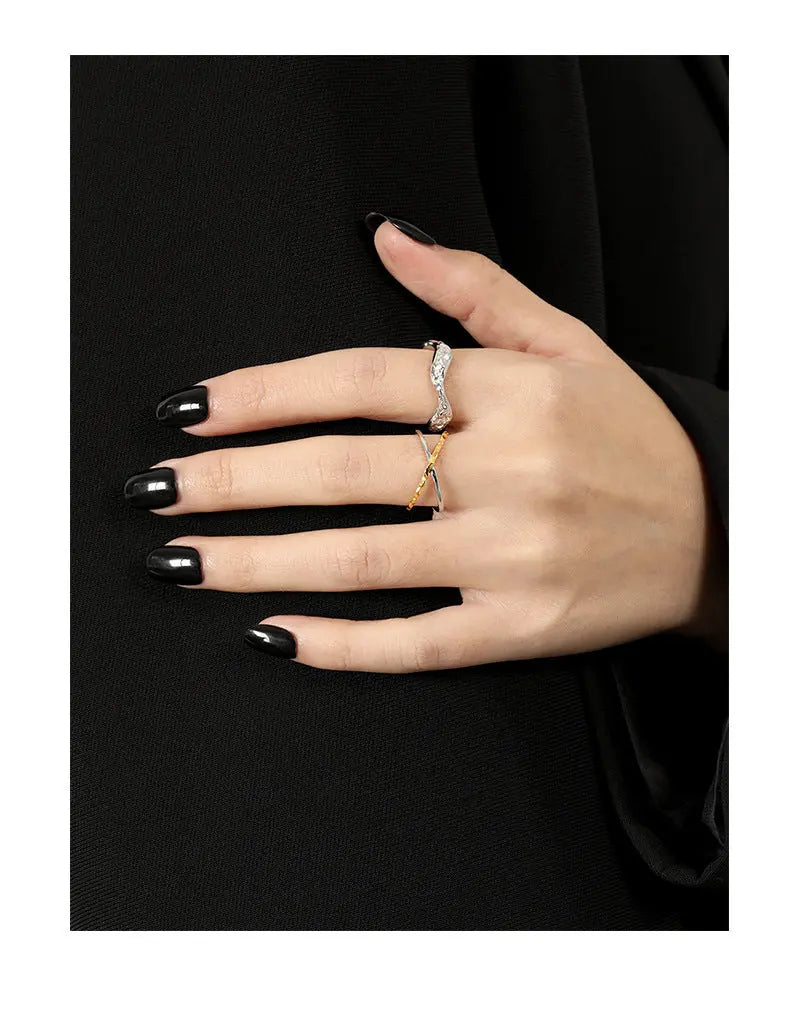 Dual Texture Silver Stacking Ring