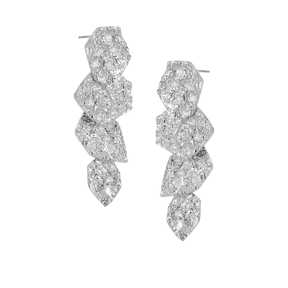 CALLA'S IRREGULAR DISC TASSEL SILVER EAR STUDS - OPHRASTUDIO