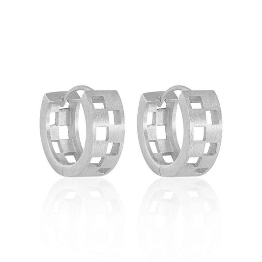 Aurora's Matte Brushed Hollow Silver Huggie Earrings