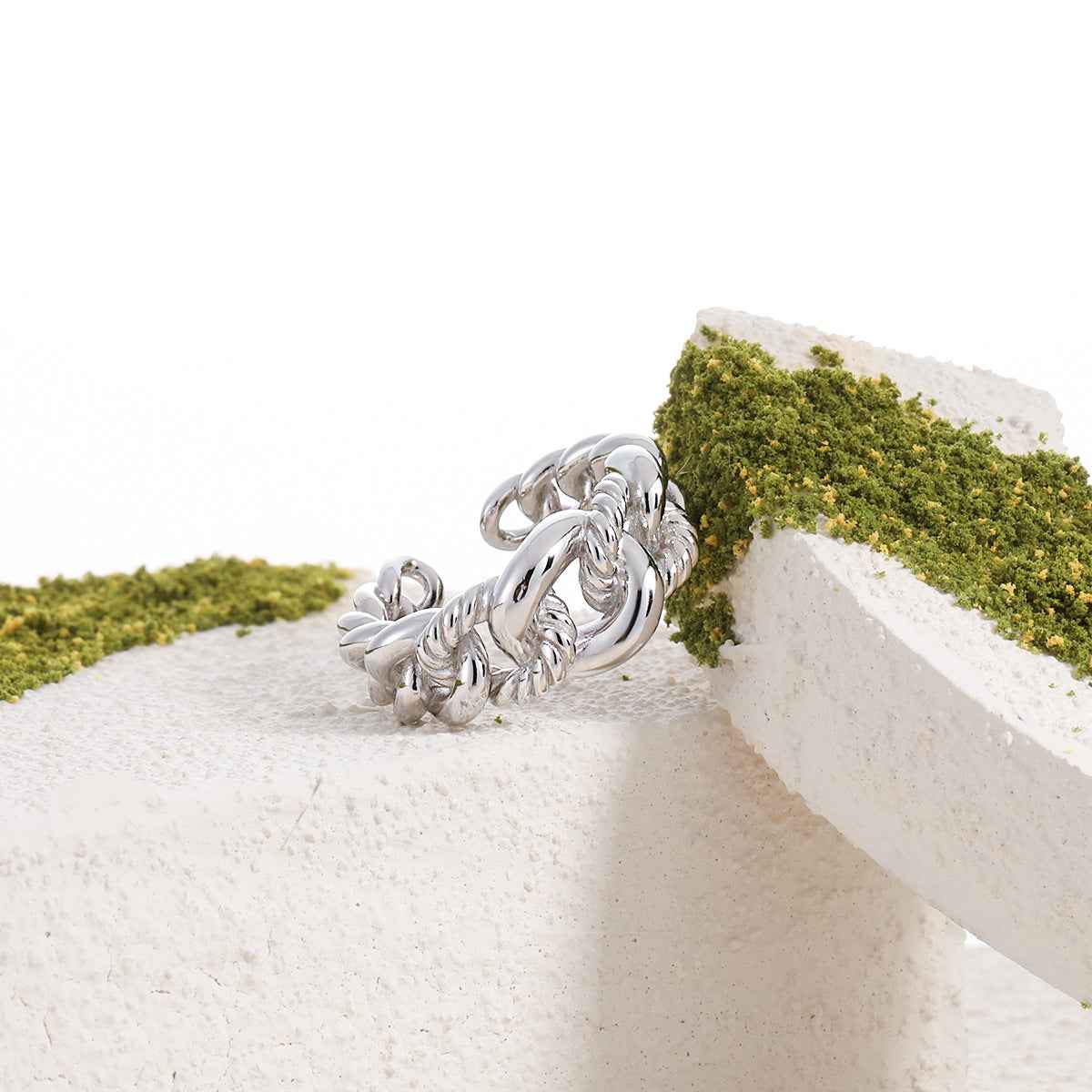 Knotted Elegance Silver Statement Ring