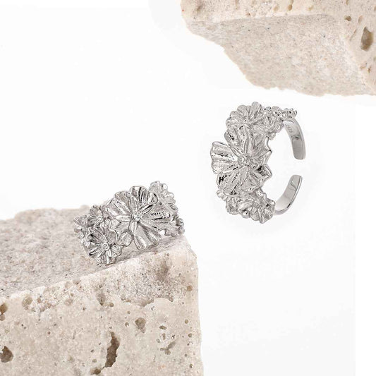BLOSSOM'S ZIRCON FLOWER SILVER RING OPHRASTUDIO