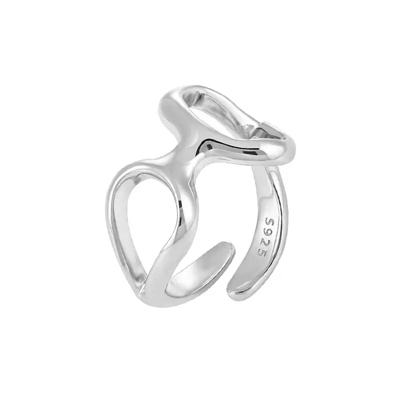ATHENA'S GEOMETRIC HOLLOW SILVER RING - OPHRASTUDIO