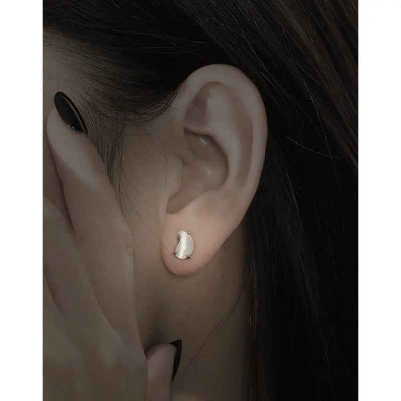 Midnight Drop Silver Stud Earrings