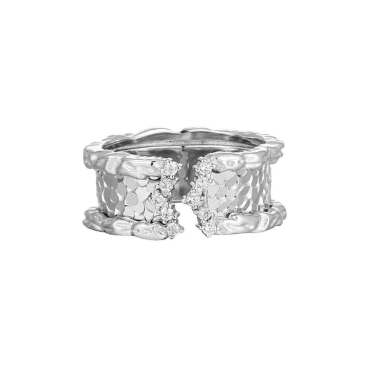 Shimmering Scales Silver Cuff Ring