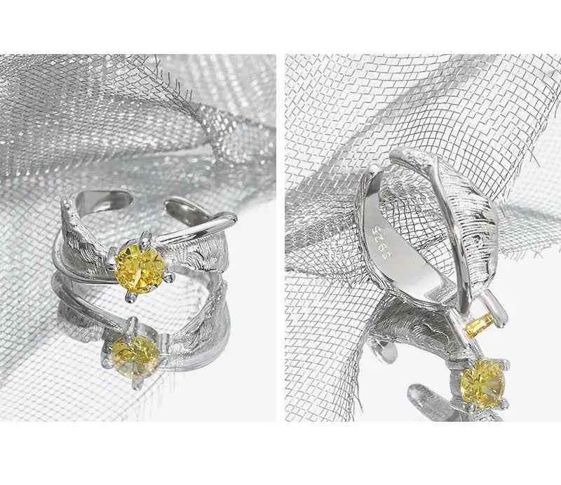 Selene's Yellow Silver Statement Ring
