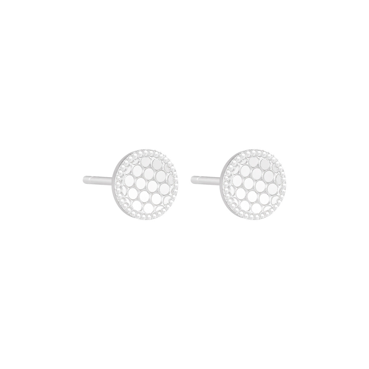 HONEYCOMB ENGRAVED SILVER TINY STUDS SERIES OPHRASTUDIO