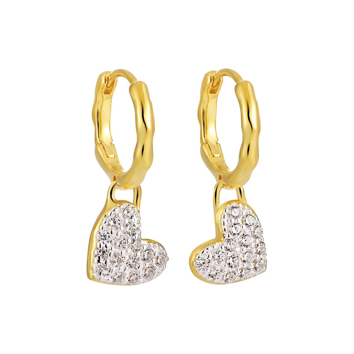 SPARKING HEART DROP SILVER EARRINGS - OPHRASTUDIO