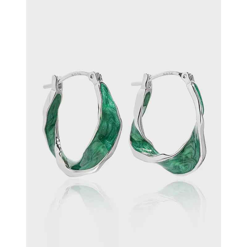 Enchanted Vortex Silver Hoop Earrings