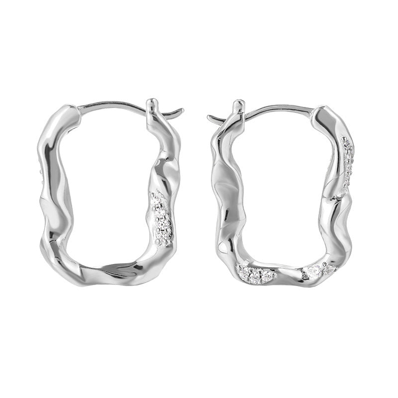 IRREGULAR U-SHAPED ZIRCON-SET EAR BUCKLE EARRINGS OPHRASTUDIO