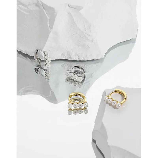 Sleek Harmony Silver Huggie Earrings