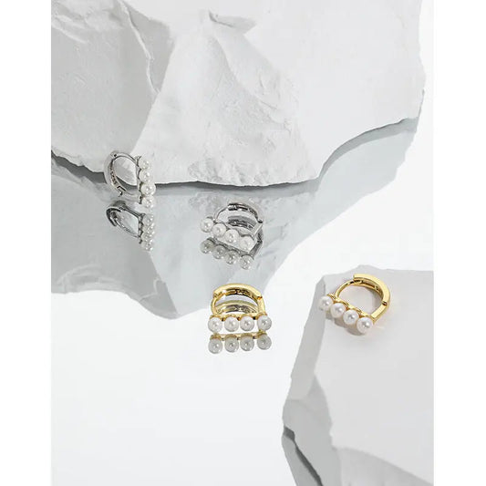 Sleek Harmony Silver Huggie Earrings