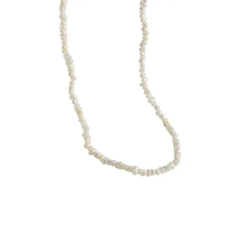 Elegant Baroque Silver Tiny Pearl Necklace