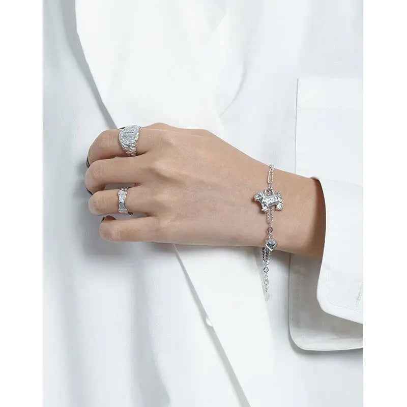 Luna's Irregular Surface Silver Statement Ring