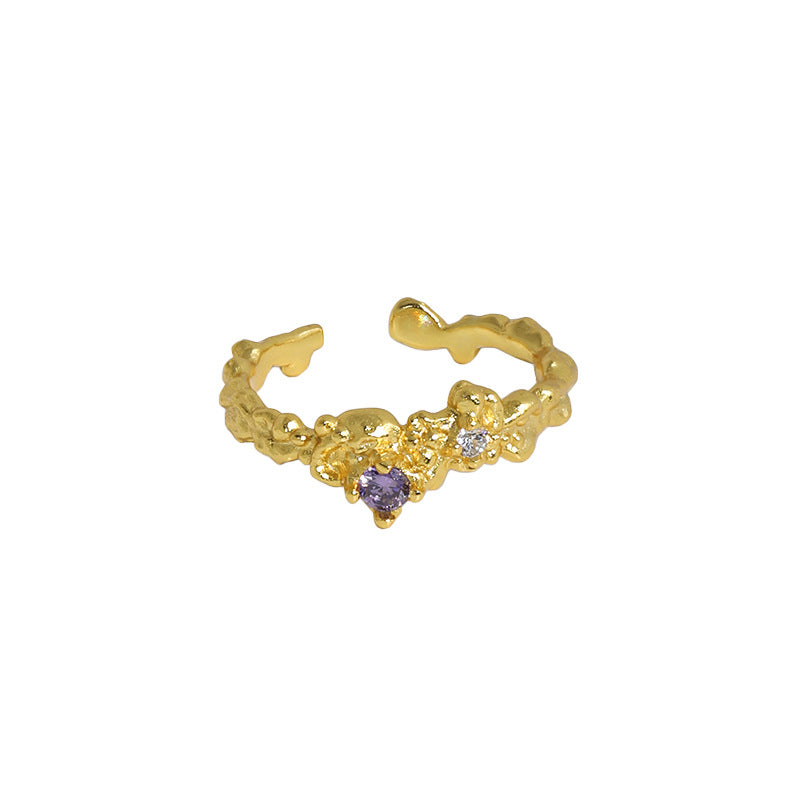EVELYN'S MICRO-INLAID ZIRCON SILVER RING - OPHRASTUDIO
