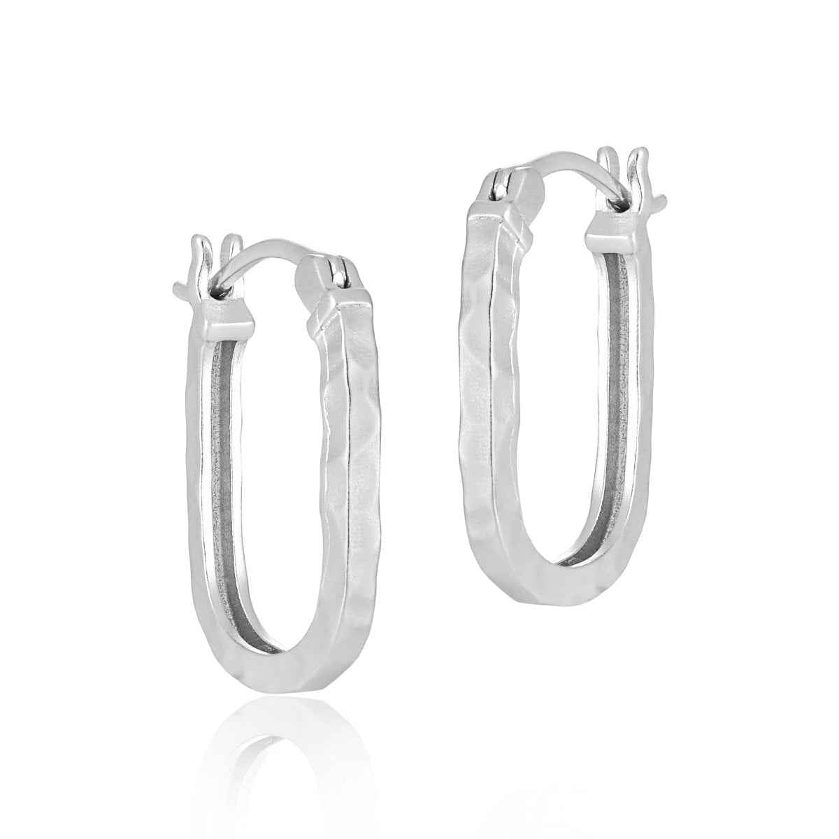 Rippled Texture Silver Hoop Earrings
