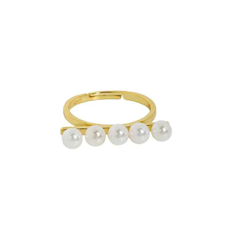 Micro-Inlaid Silver Pearl Ring