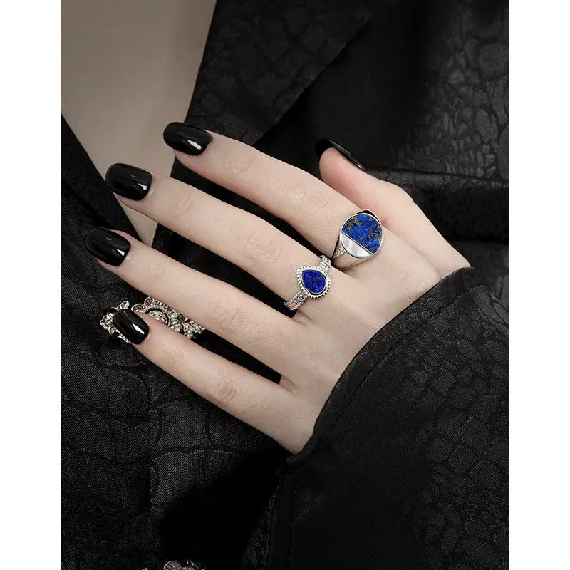 ATHENA'S LAPIS SHELL SILVER RING - OPHRASTUDIO
