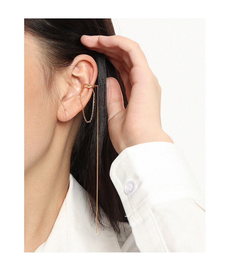 Tassel Chain Sterling Silver Ear Cuff OPHRASTUDIO