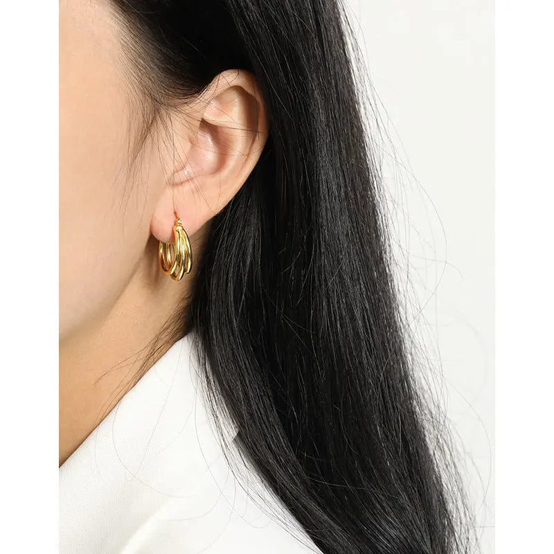 Elegant Layers Silver Hoop Earrings
