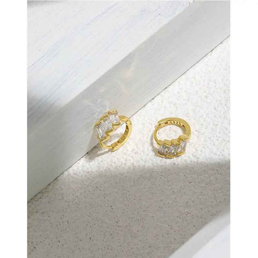 Ethereal Sparkle Silver Huggie Earrings