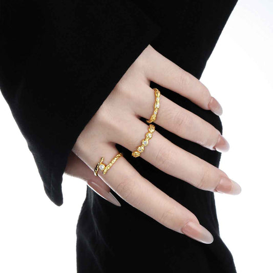 Textured Zircon Silver Stacking Ring