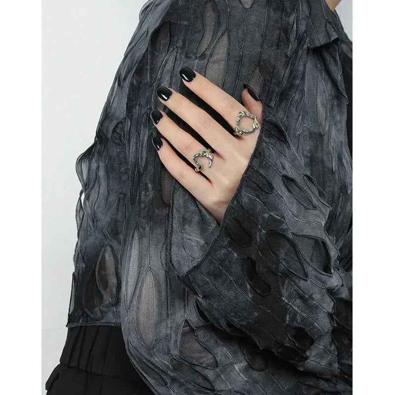Elysia's Green Silver Statement Ring