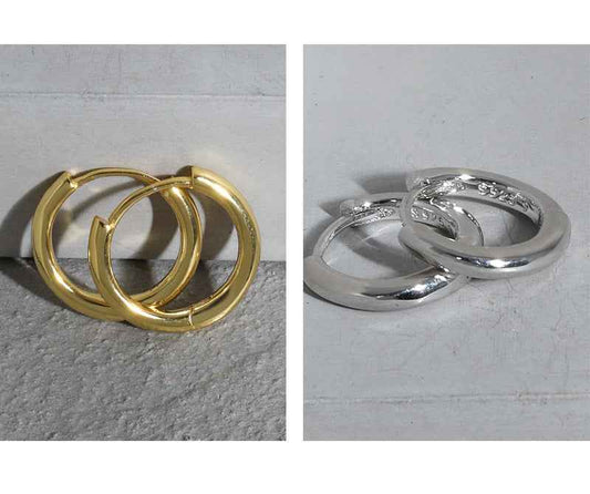 Minimalist Circle Silver Huggie Earrings