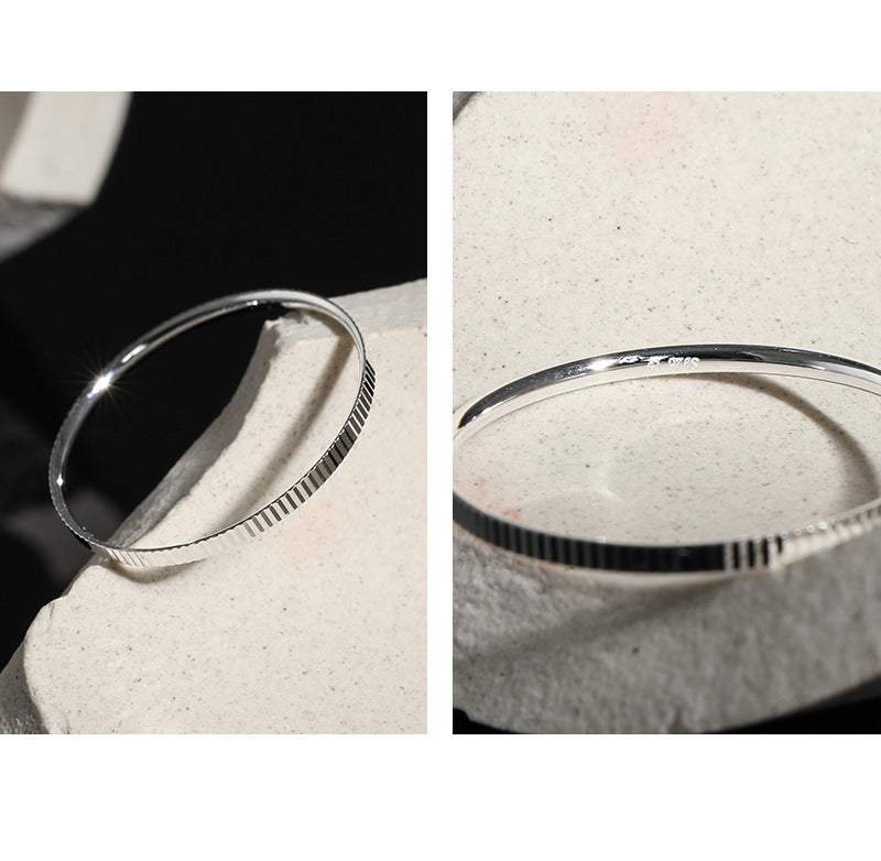 ENGRAVED TEXTURE THIN SILVER RING - OPHRASTUDIO