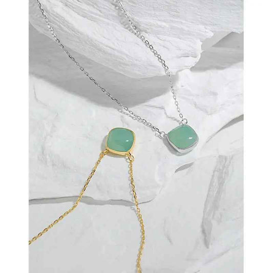 Morganna's Square Epoxy Silver Pendant Necklace
