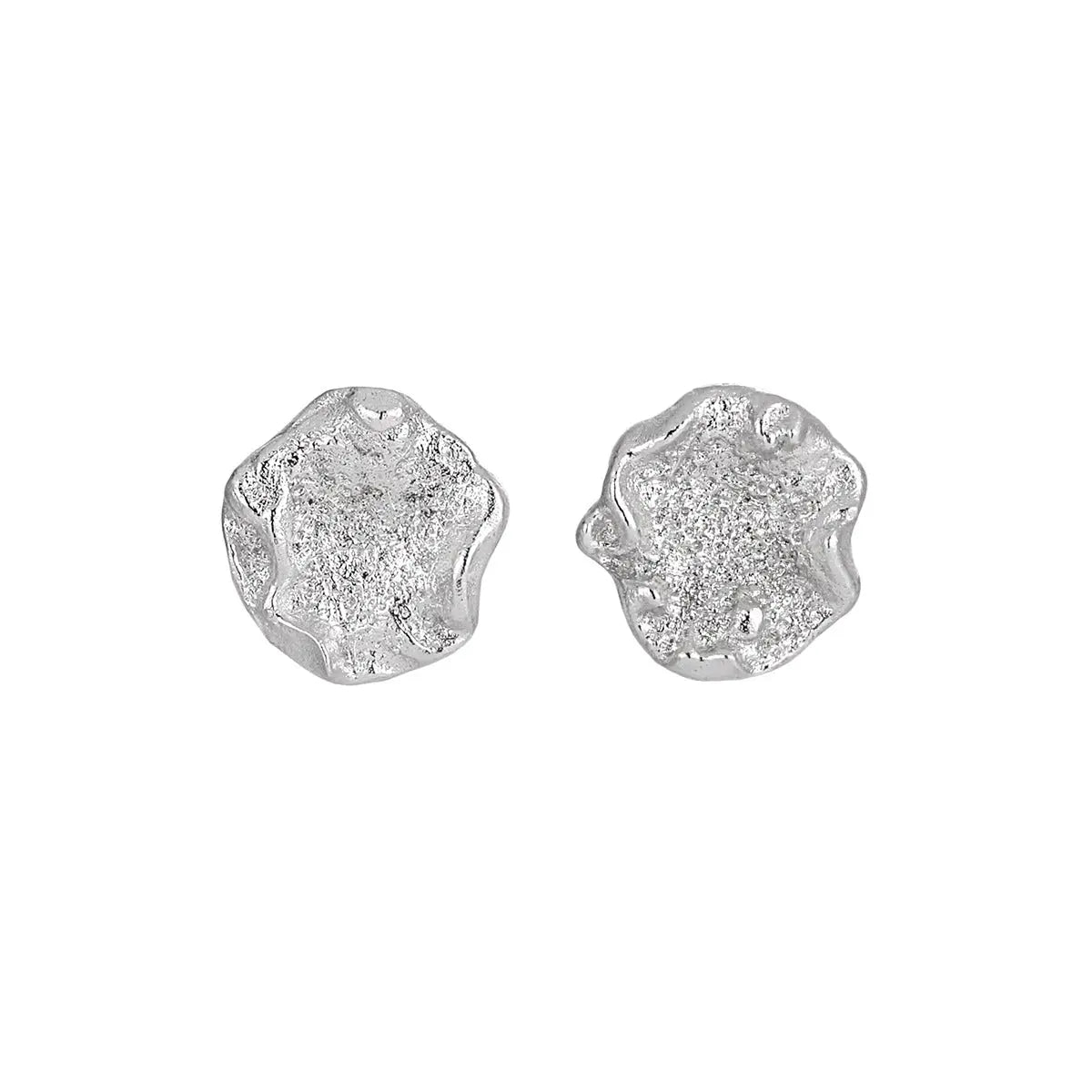 Lava Texture Silver Stud Earrings