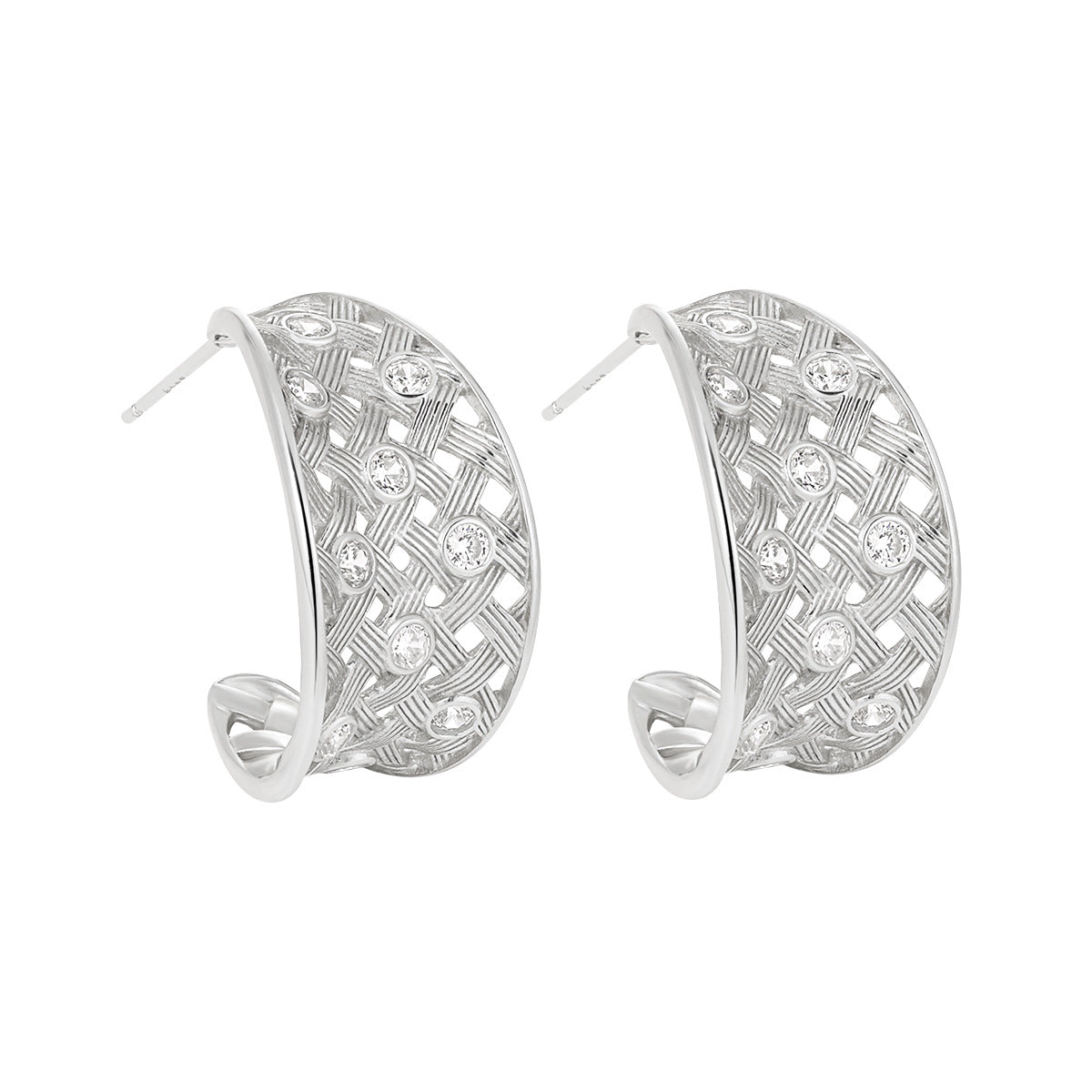 CURVED WOVEN MESH STUD EARRINGS OPHRASTUDIO