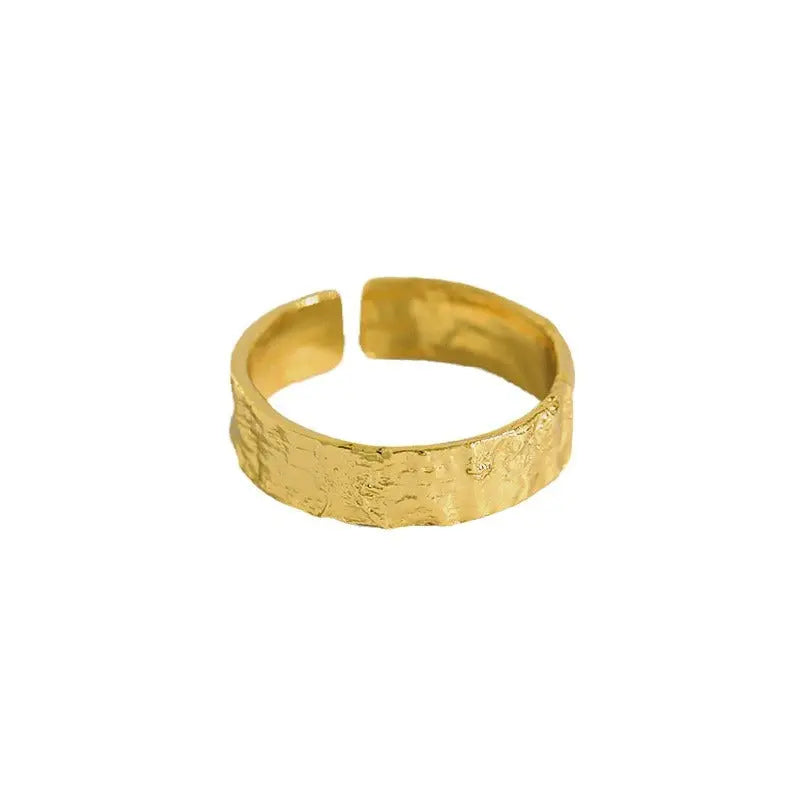 SELENE'S FOIL PATTERNED CONCAVE-CONVEX SILVER RING - OPHRASTUDIO