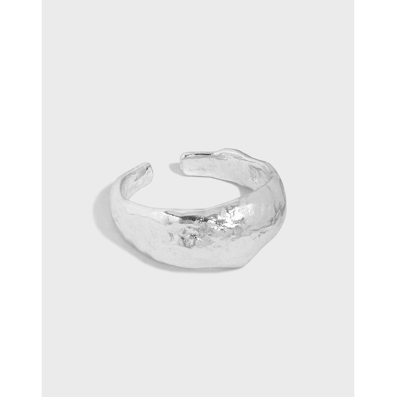 TEXTURED IRREGULAR SURFACE SILVER RING OPHRASTUDIO