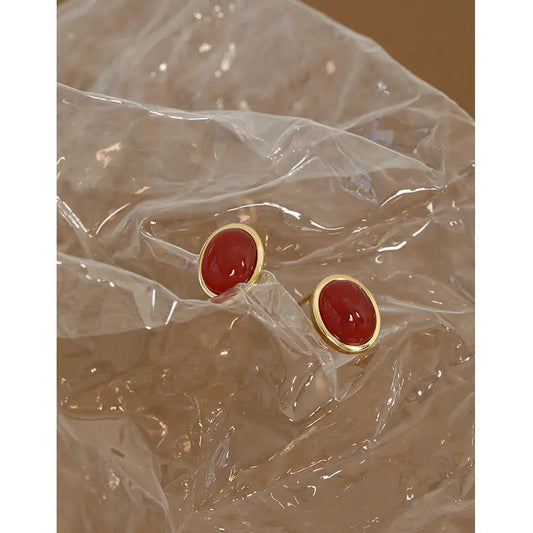 Crimson Charms Silver Stud Earrings