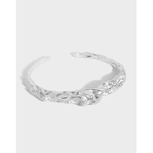 Moonlit Wrinkles Silver Cuff Bracelet