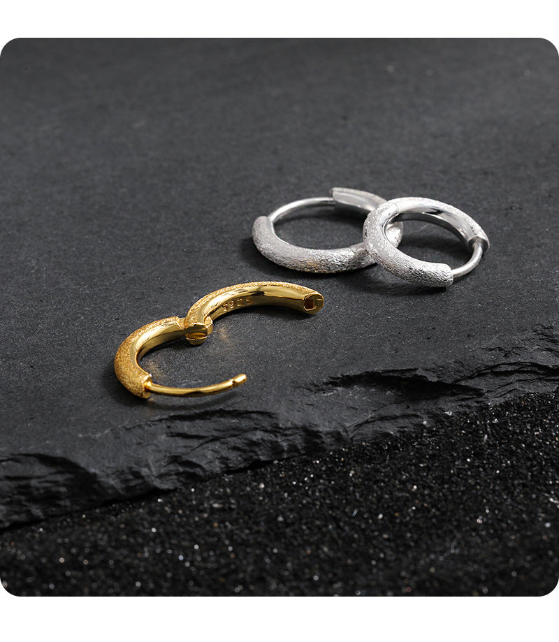 Minimalist Matte Sterling Silver Huggie Earring OPHRASTUDIO