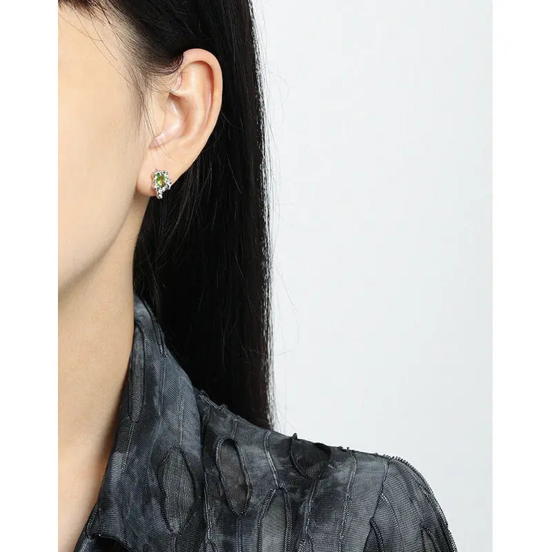 Ethereal Flames Silver Stud Earrings