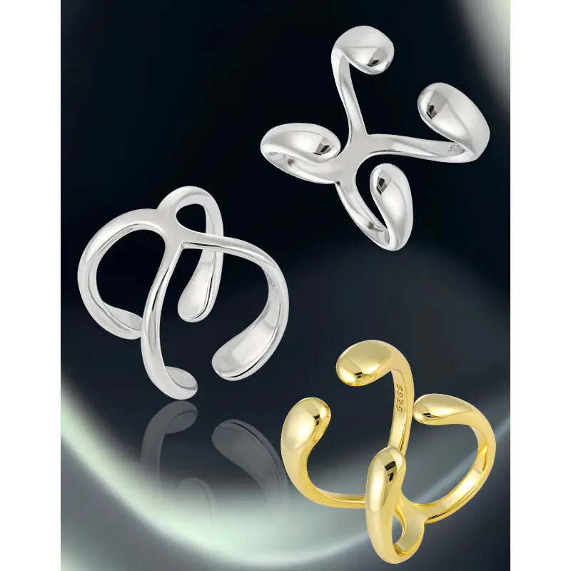 ASTRID'S GEOMETRIC X-CROSS SILVER RING - OPHRASTUDIO