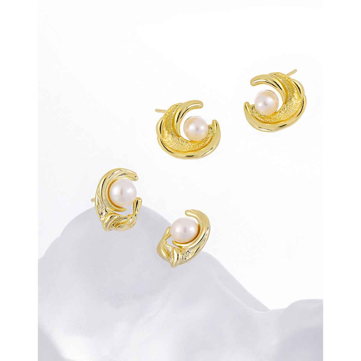 Fairy Silver Pearl Stud Earrings